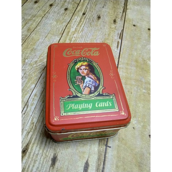Vintage Coca-Cola Playing Cards 2 Decks Collectors Tin (lvb) - Picture 2 of 5